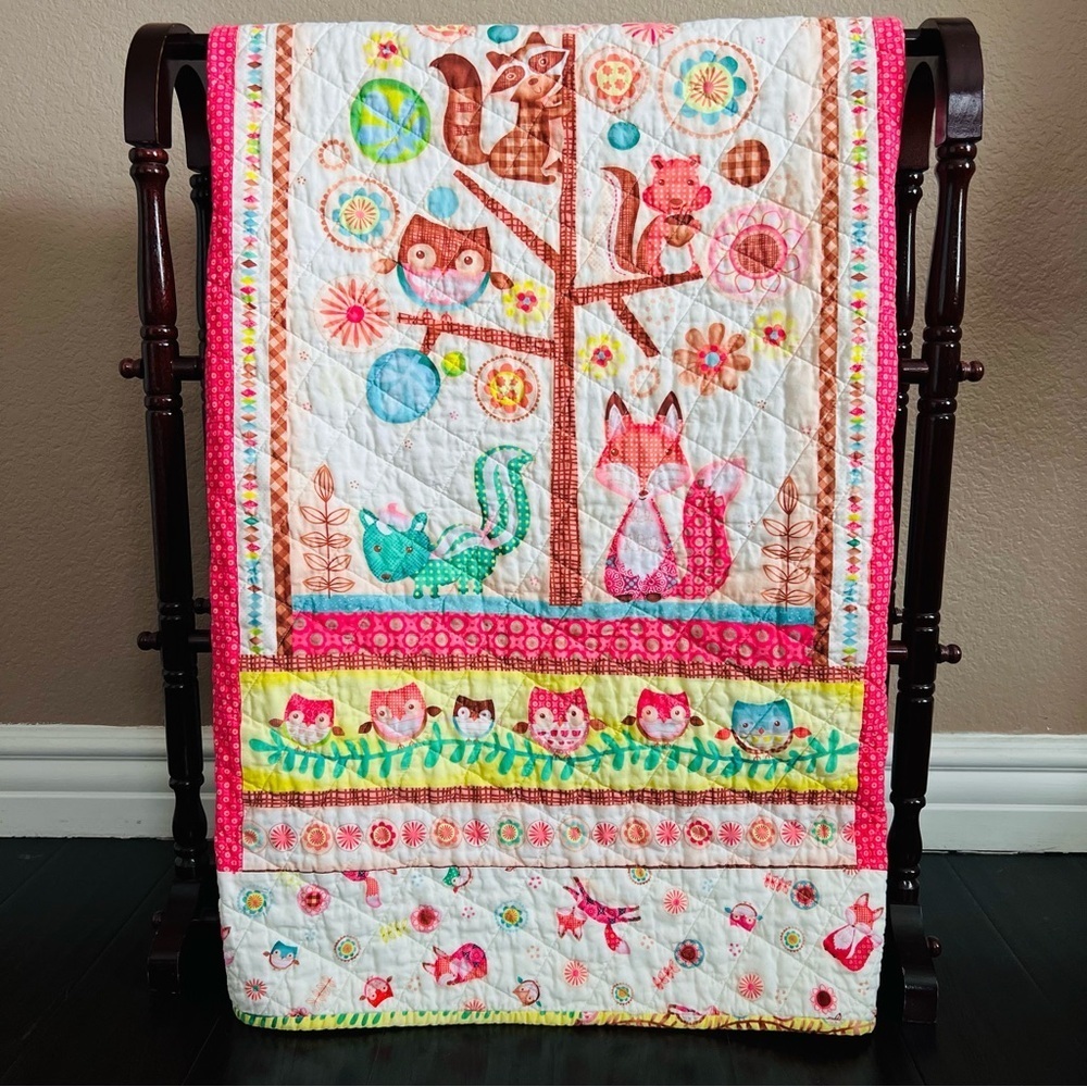 New Handmade Kids Cotton Colorful Animal Print Quilt.